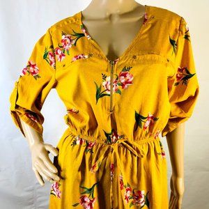 MPH Collections Neck Zip Front Roll Tab Sleeve